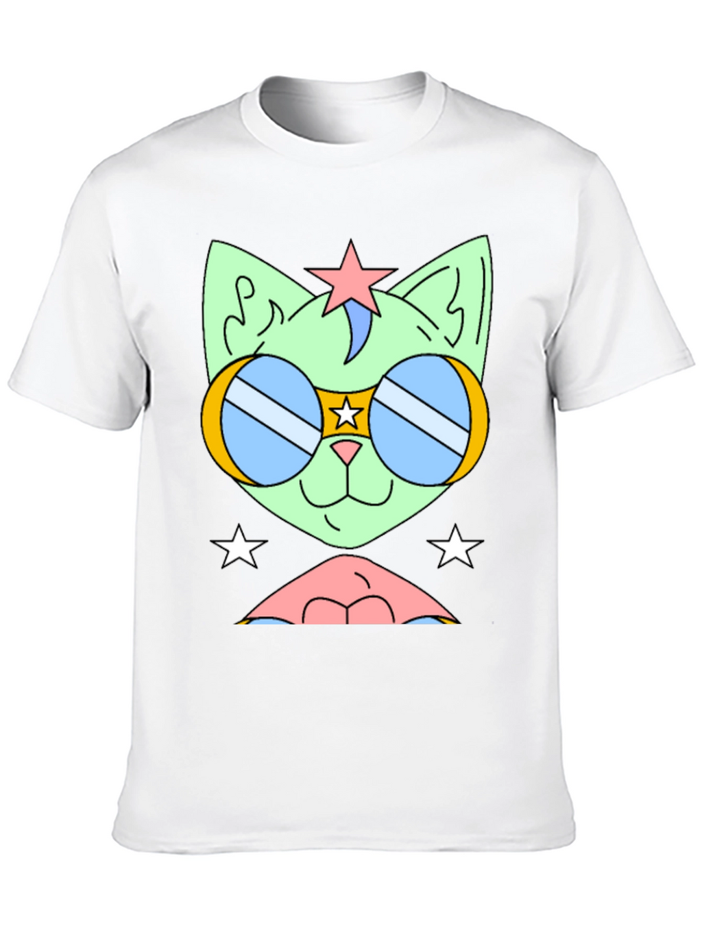 Cool Cat Tee: Retro Star Sunglasses Graphic