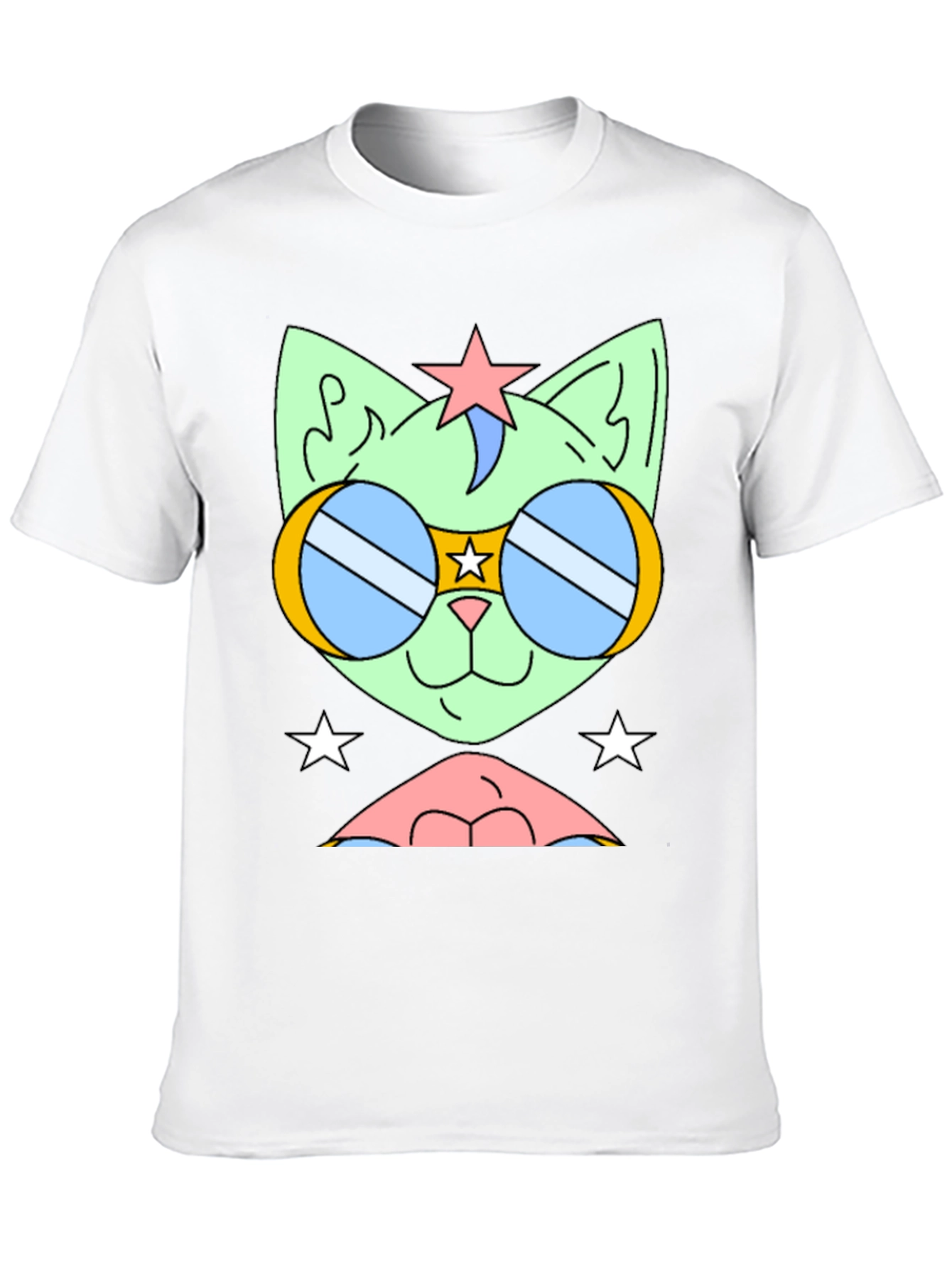 Cool Cat Tee: Retro Star Sunglasses Graphic