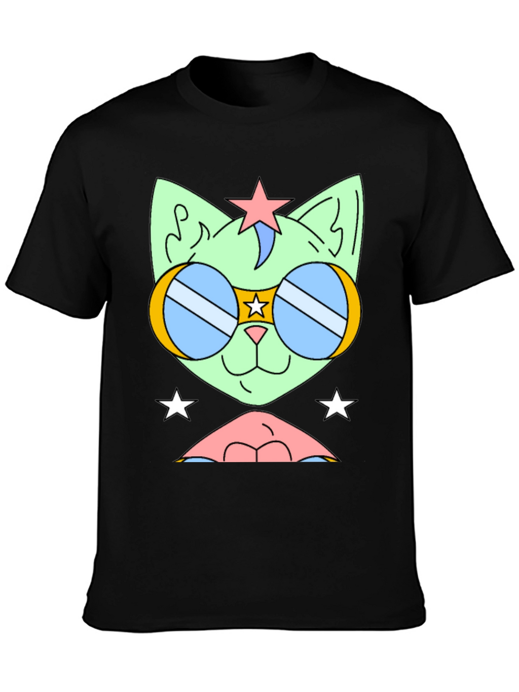 Cool Cat Tee: Retro Star Sunglasses Graphic