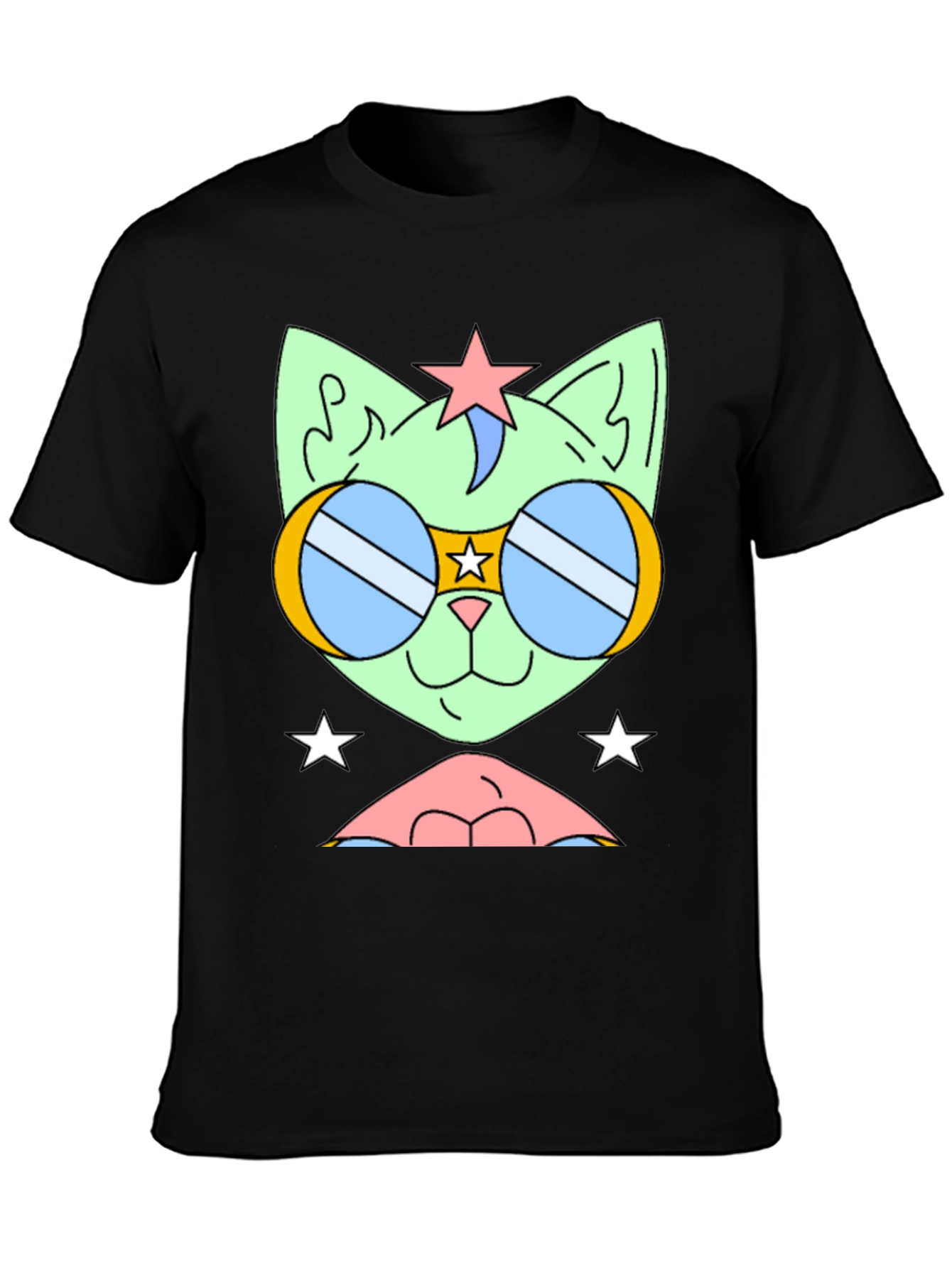 Cool Cat Tee: Retro Star Sunglasses Graphic
