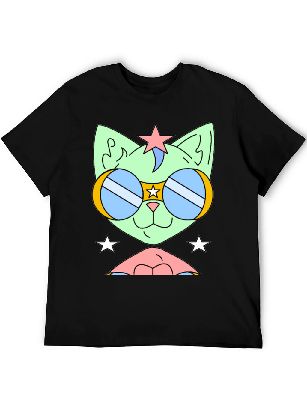 Cool Cat Tee: Retro Star Sunglasses Graphic