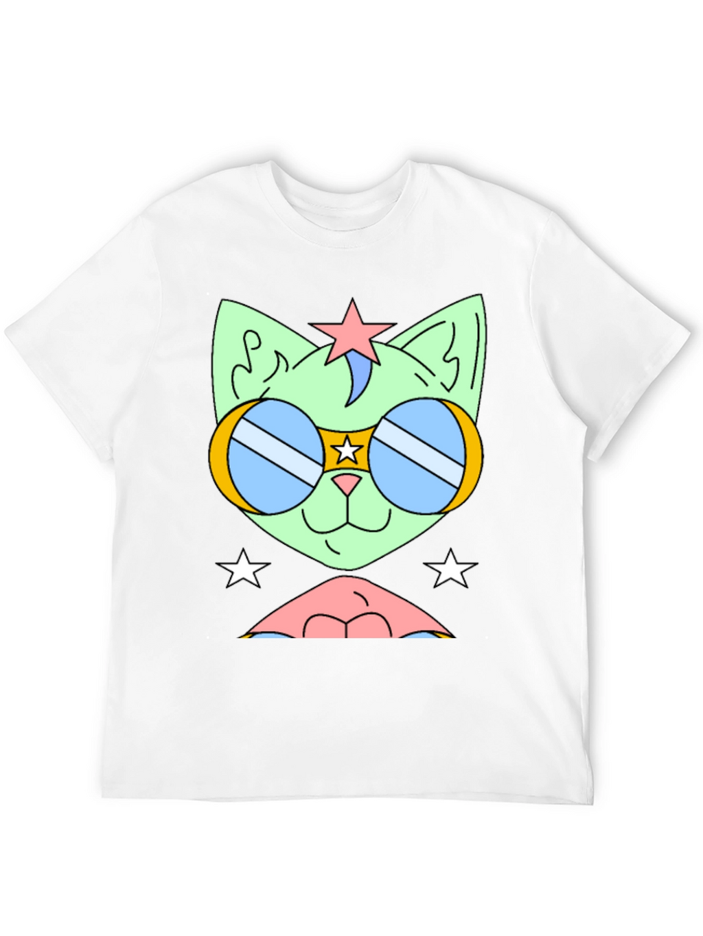 Cool Cat Tee: Retro Star Sunglasses Graphic