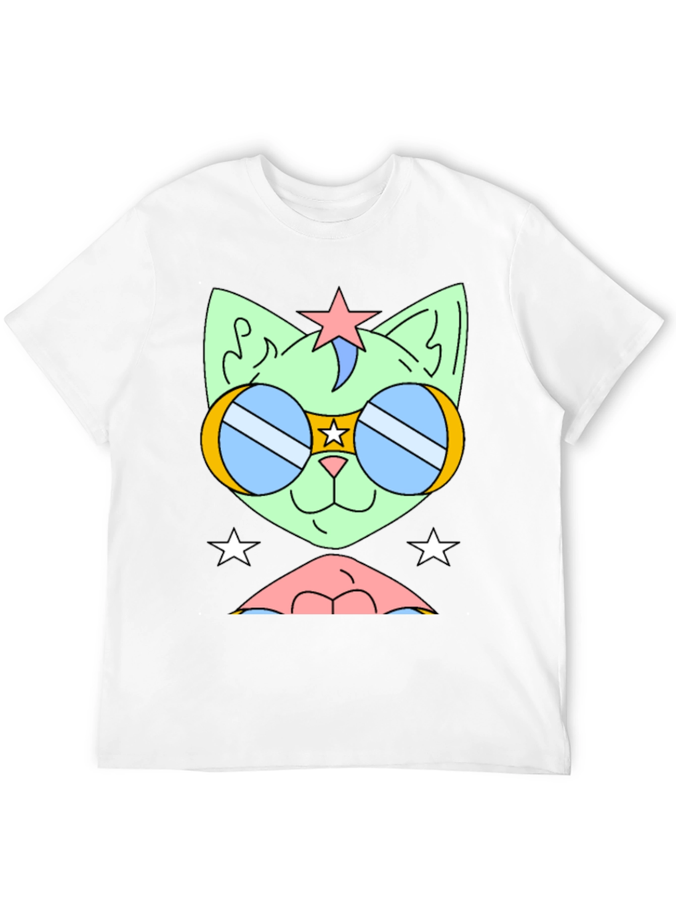 Cool Cat Tee: Retro Star Sunglasses Graphic
