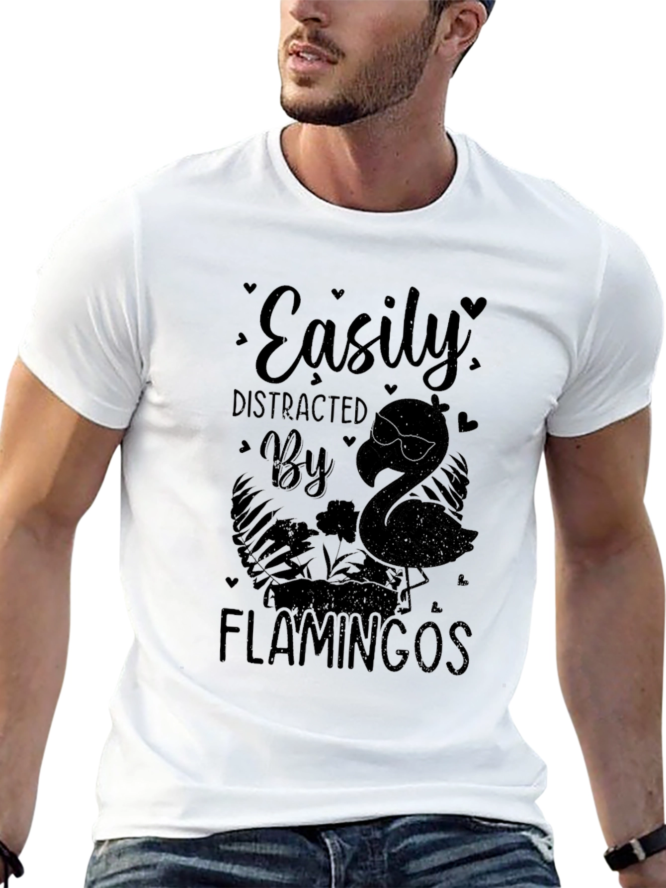 Easily Distracted By Flamingos Graphic T-Shirt