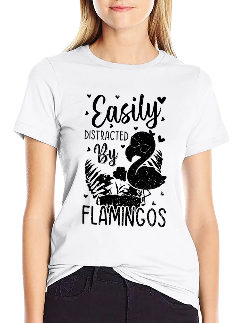 Easily Distracted By Flamingos Graphic T-Shirt