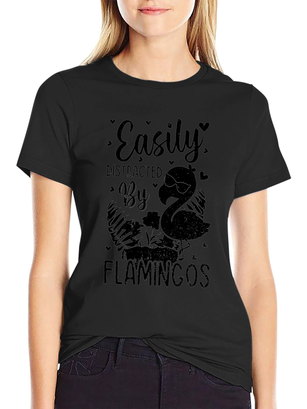 Easily Distracted By Flamingos Graphic T-Shirt