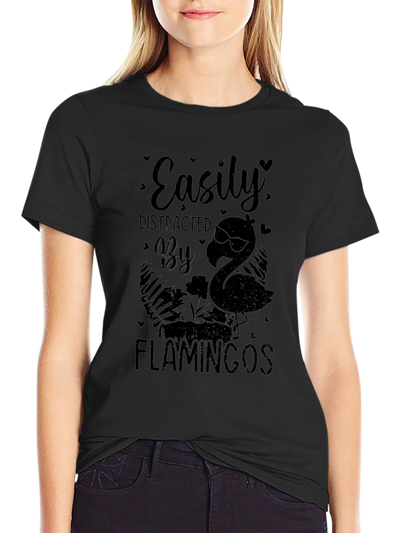 Easily Distracted By Flamingos Graphic T-Shirt