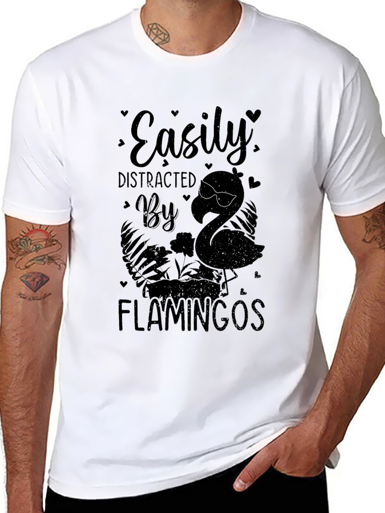 Easily Distracted By Flamingos Graphic T-Shirt