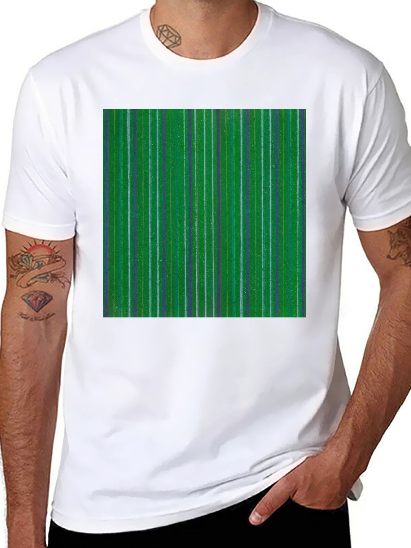 Striped Green Graphic Tee
