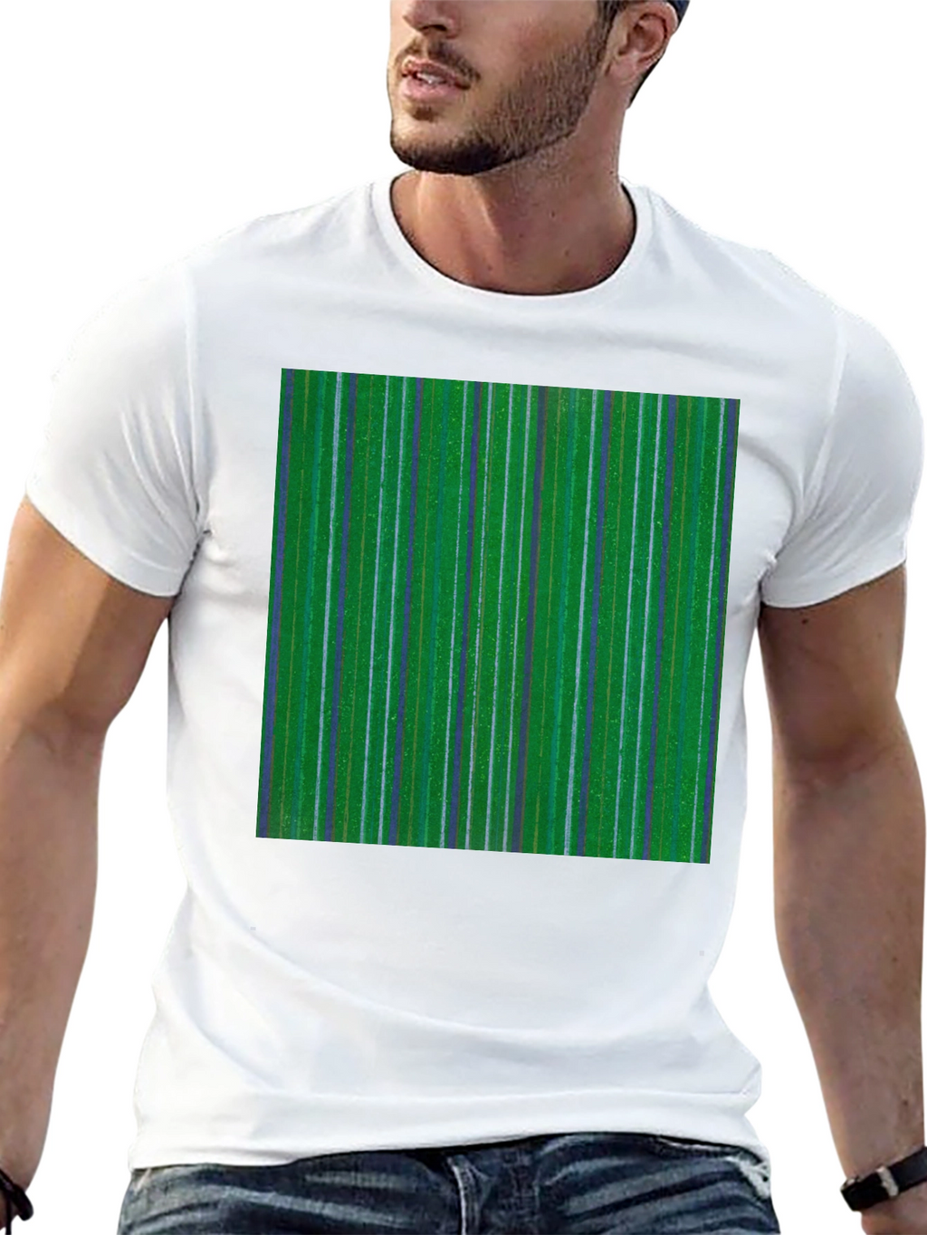 Striped Green Graphic Tee