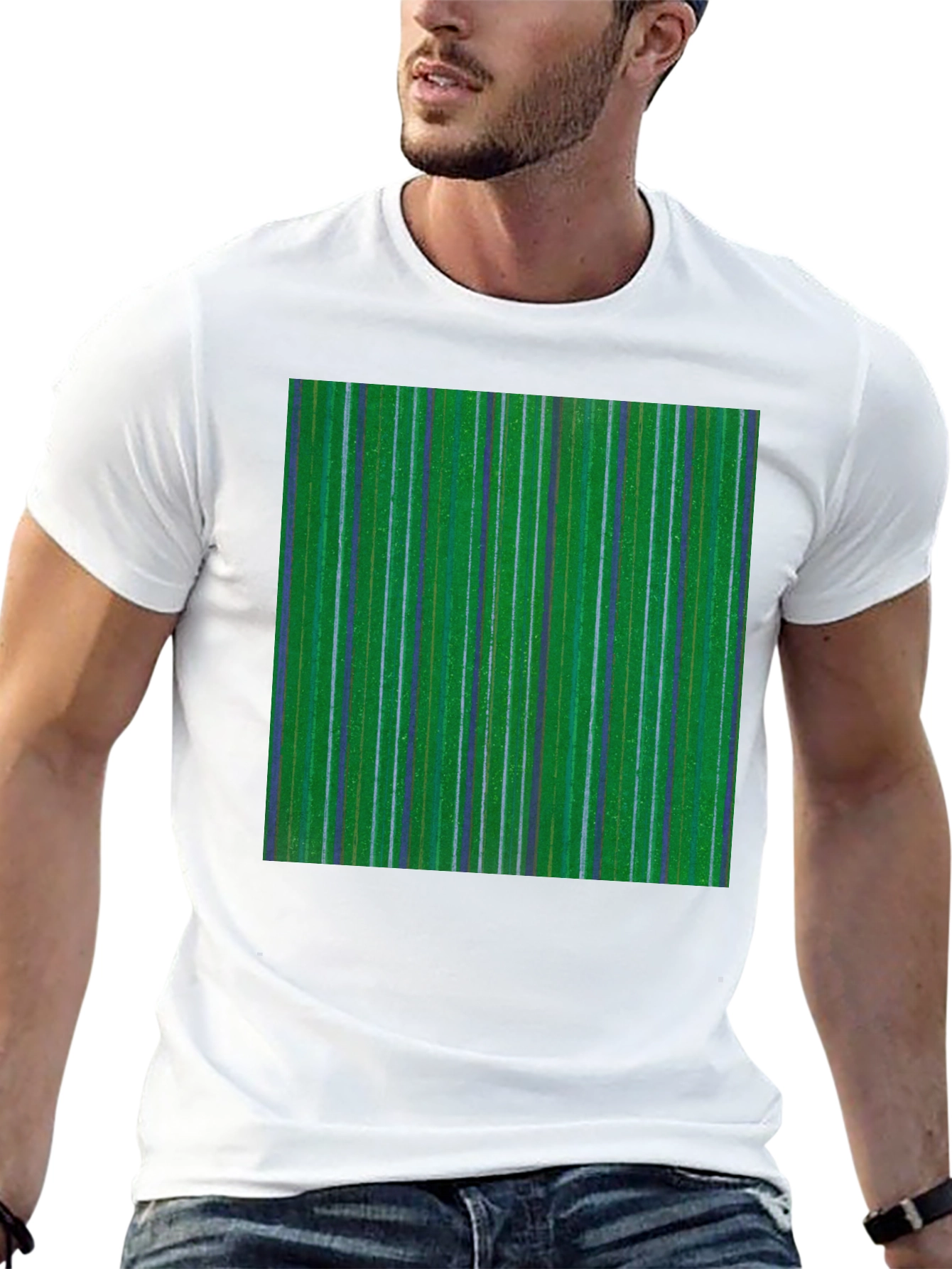 Striped Green Graphic Tee