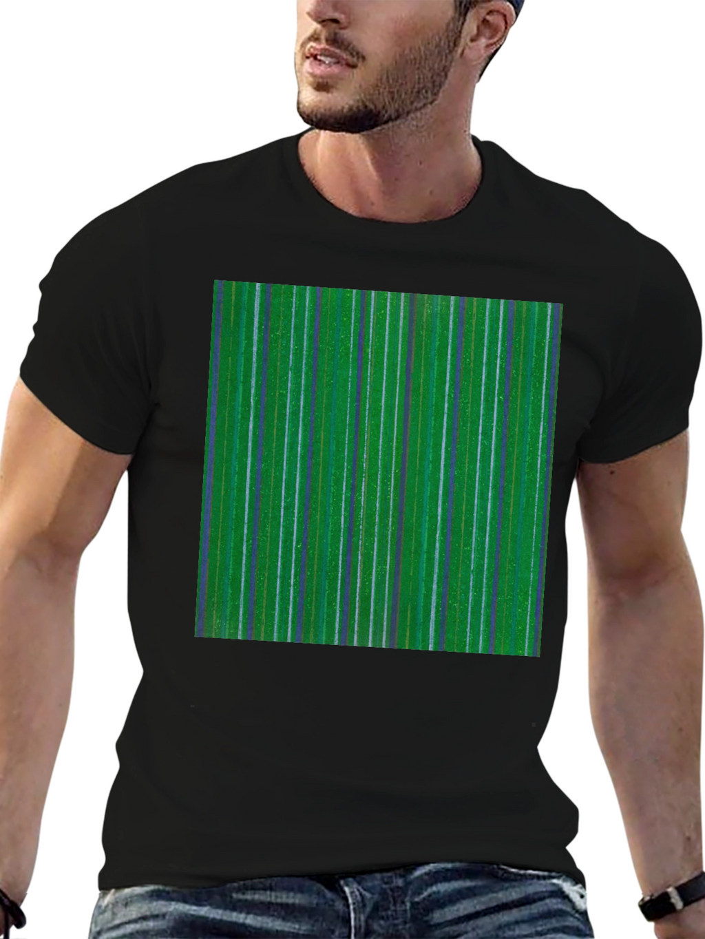 Striped Green Graphic Tee