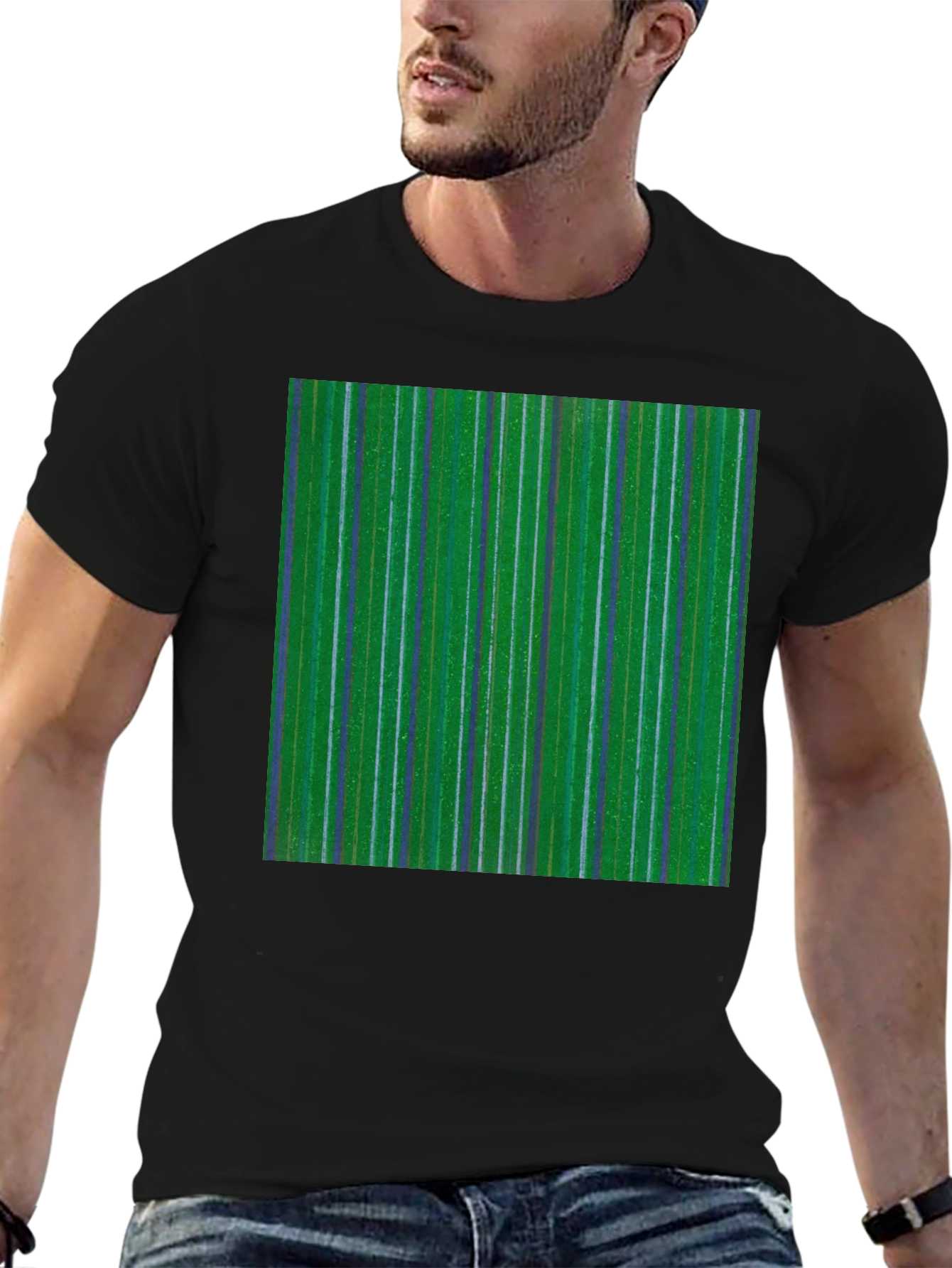 Striped Green Graphic Tee