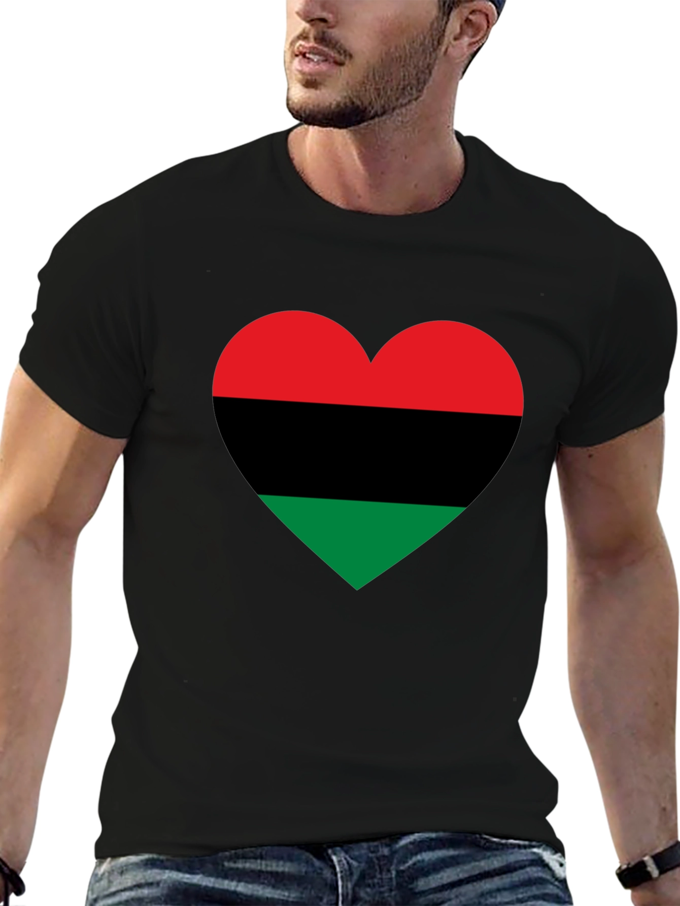 Pan-African Flag Heart T-Shirt - Black Pride