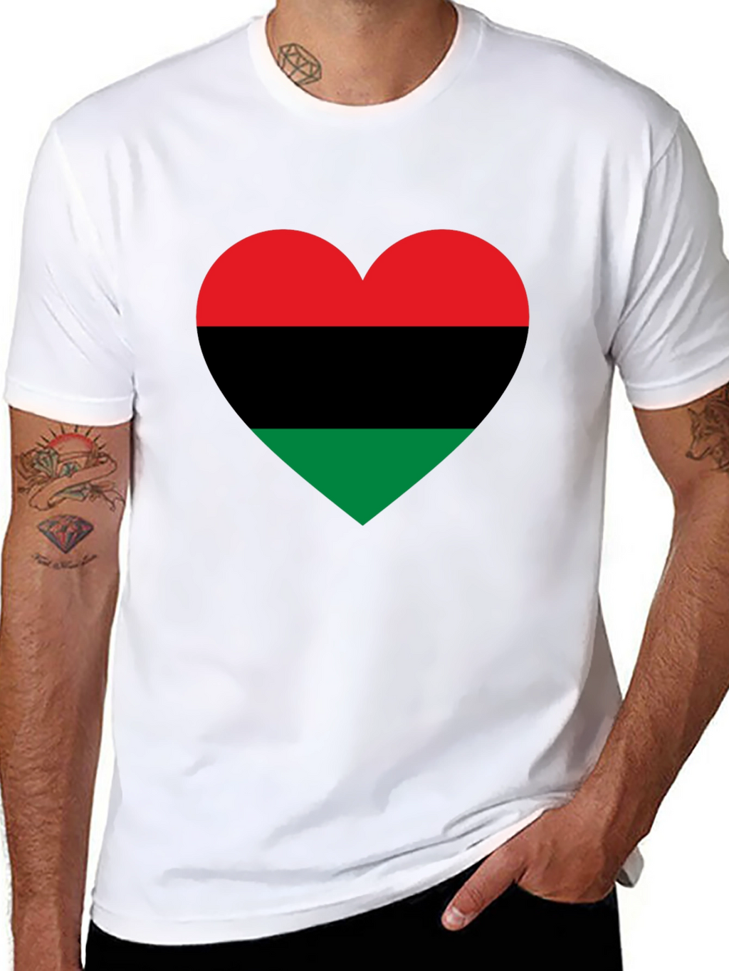 Pan-African Flag Heart T-Shirt - Black Pride