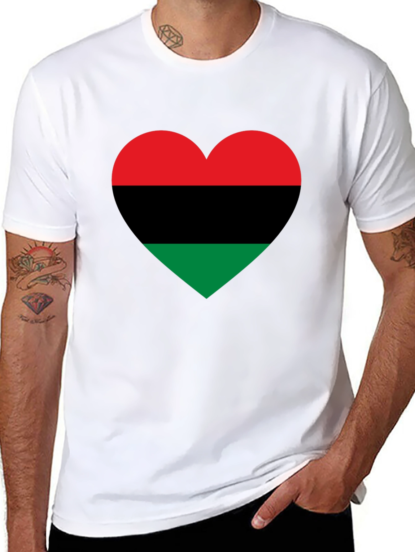 Pan-African Flag Heart T-Shirt - Black Pride
