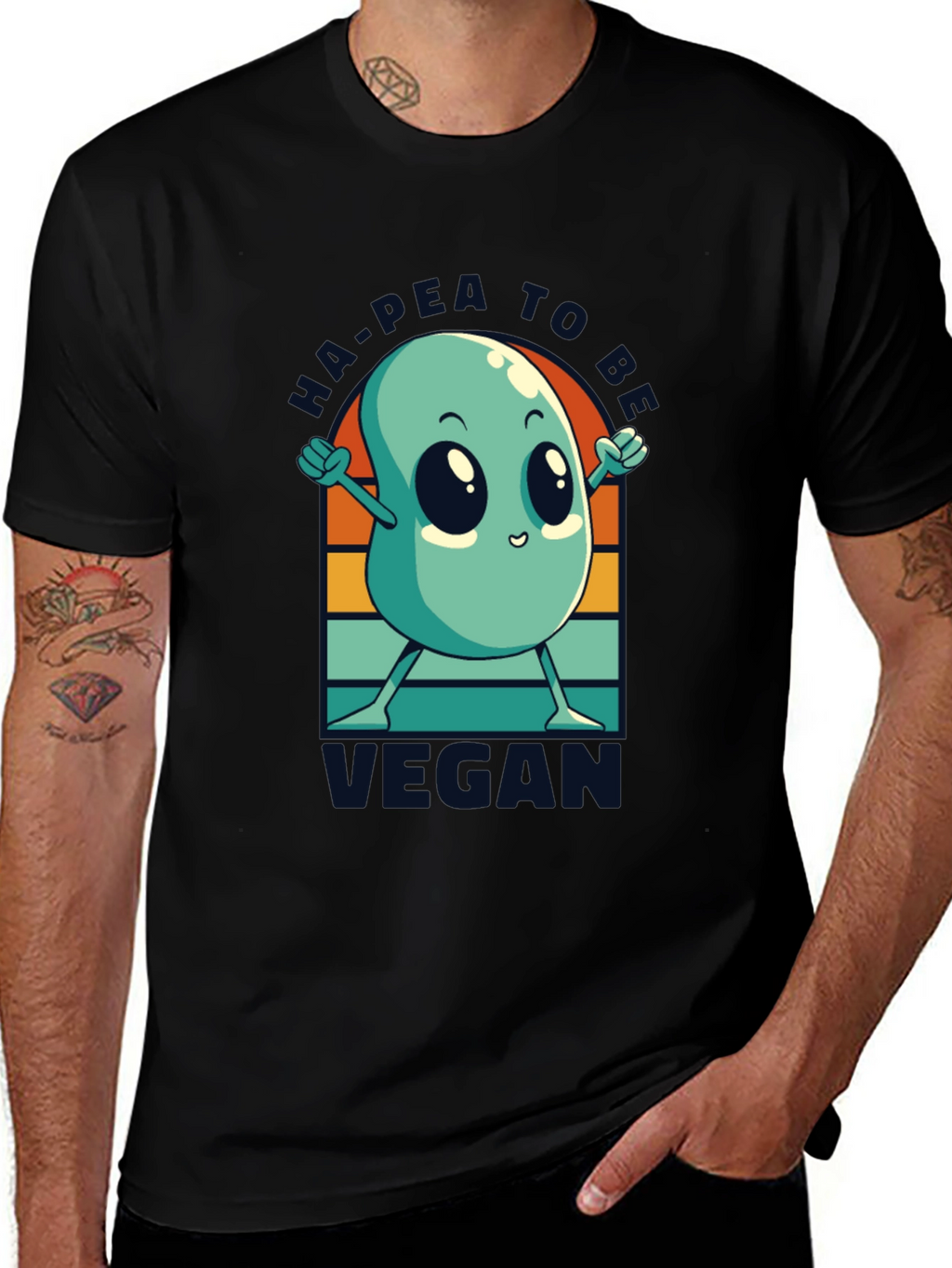 Ha-Pea to be Vegan T-Shirt -  Black