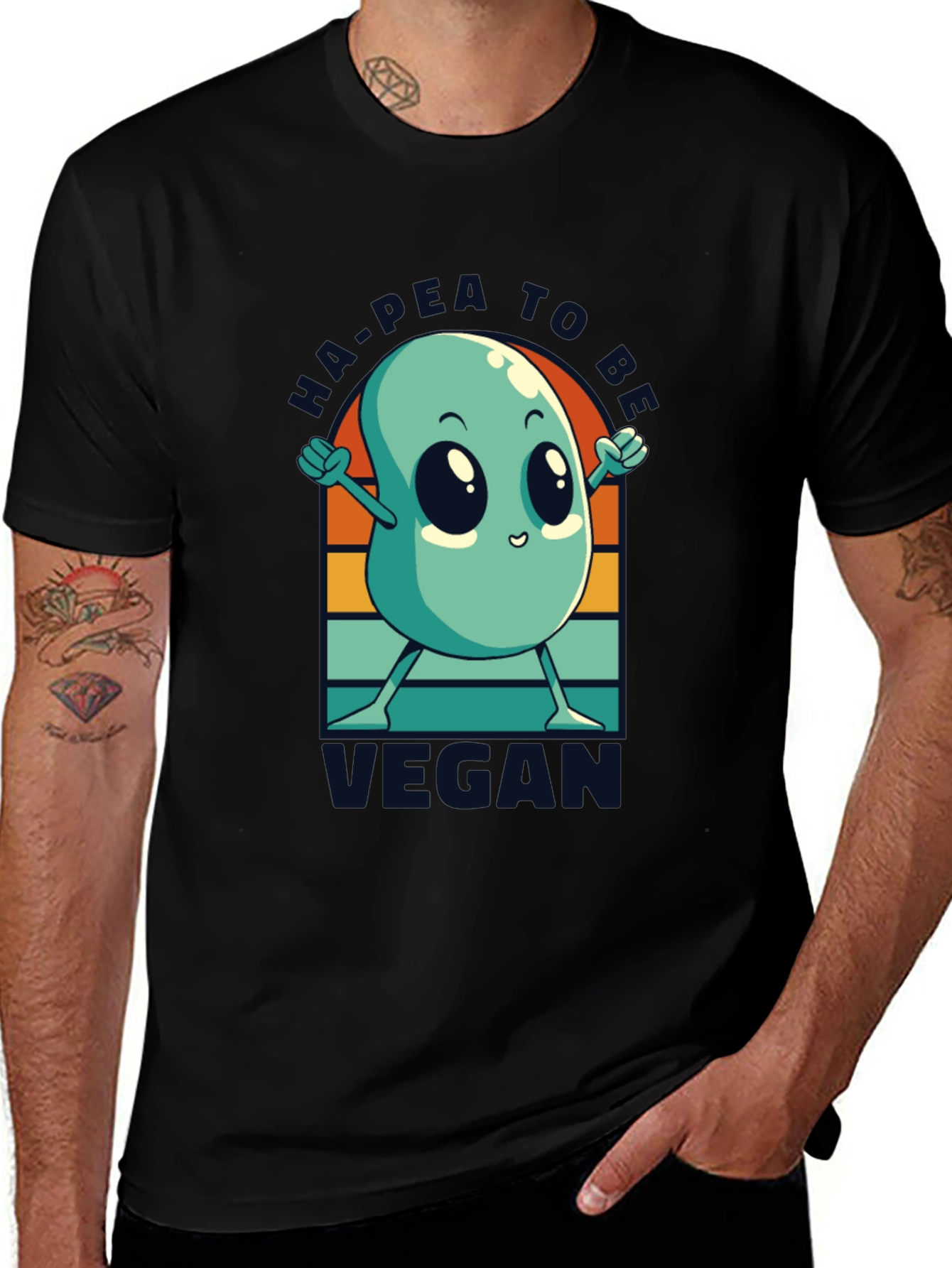Ha-Pea to be Vegan T-Shirt -  Black