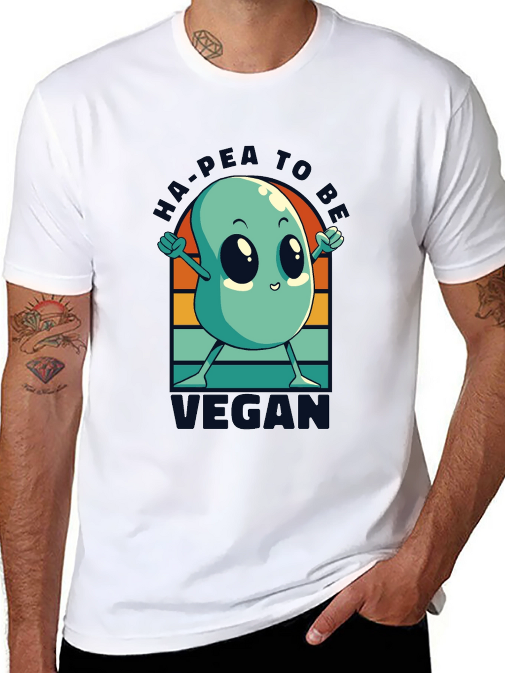 Ha-Pea to be Vegan T-Shirt -  Black