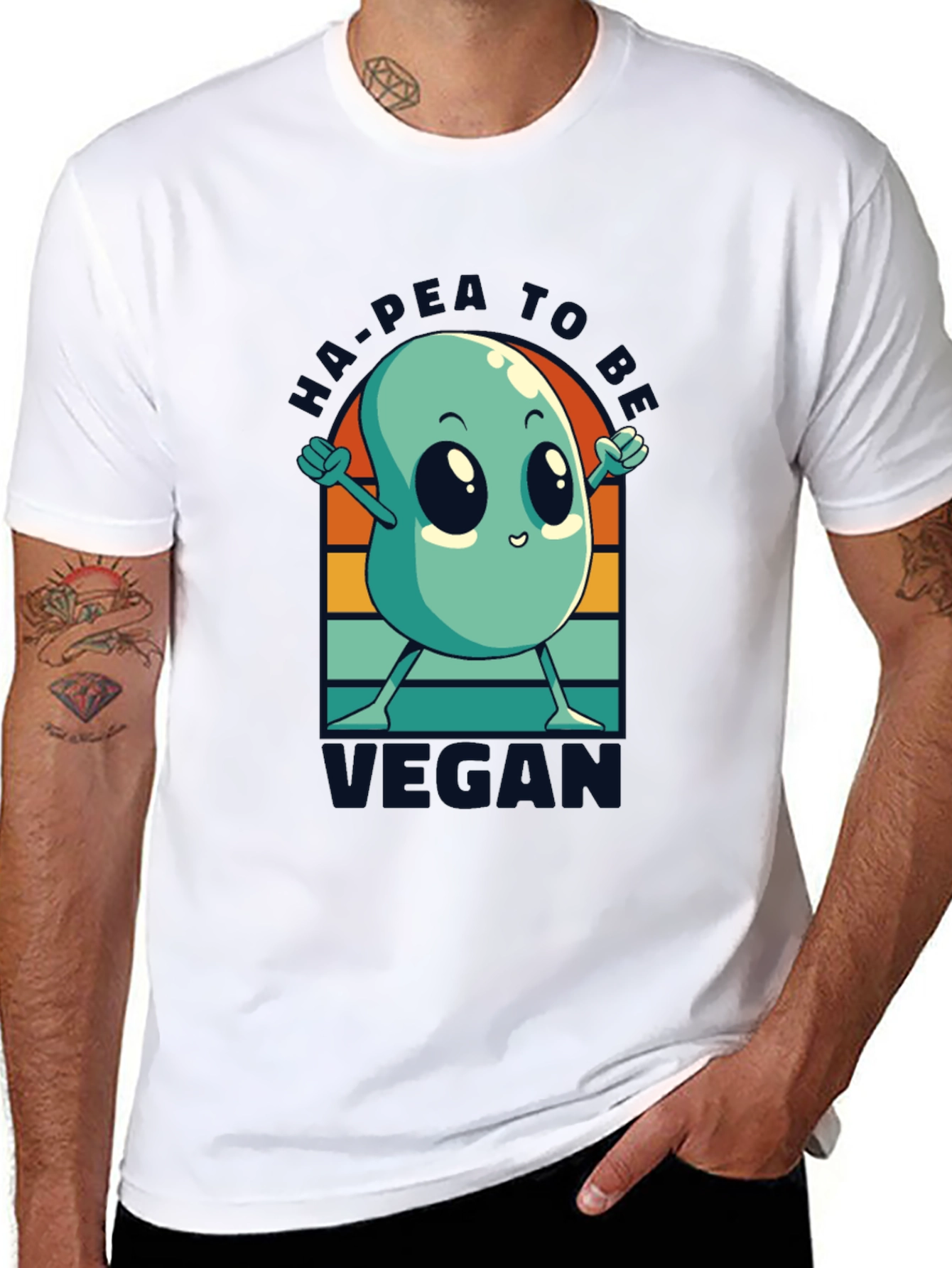 Ha-Pea to be Vegan T-Shirt -  Black