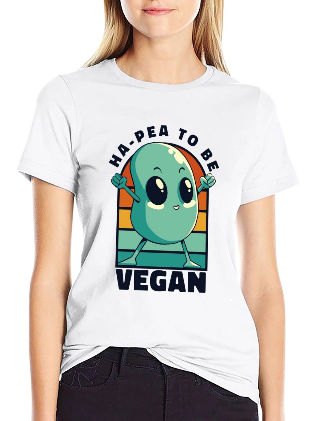 Ha-Pea to be Vegan T-Shirt -  Black
