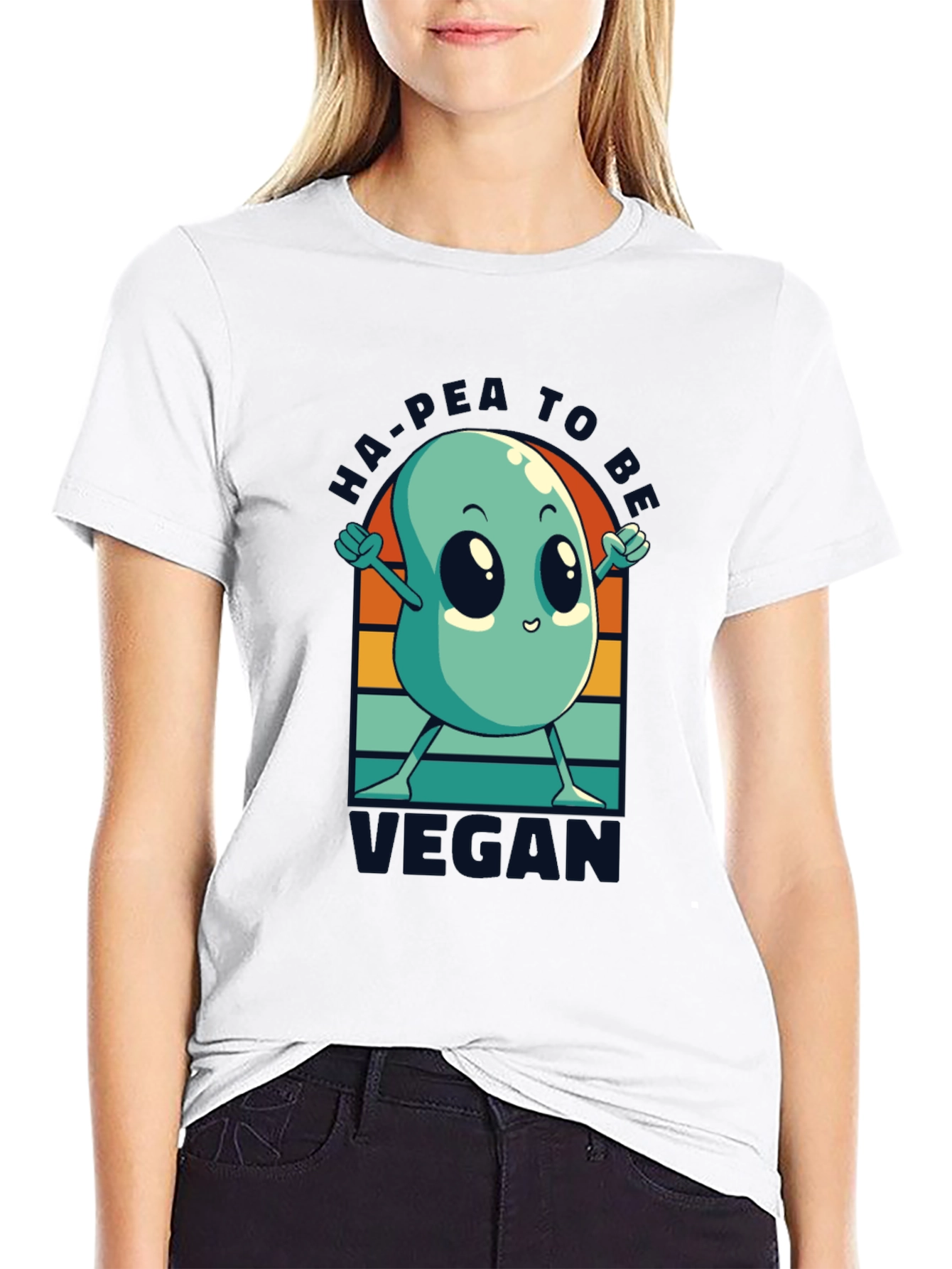 Ha-Pea to be Vegan T-Shirt -  Black