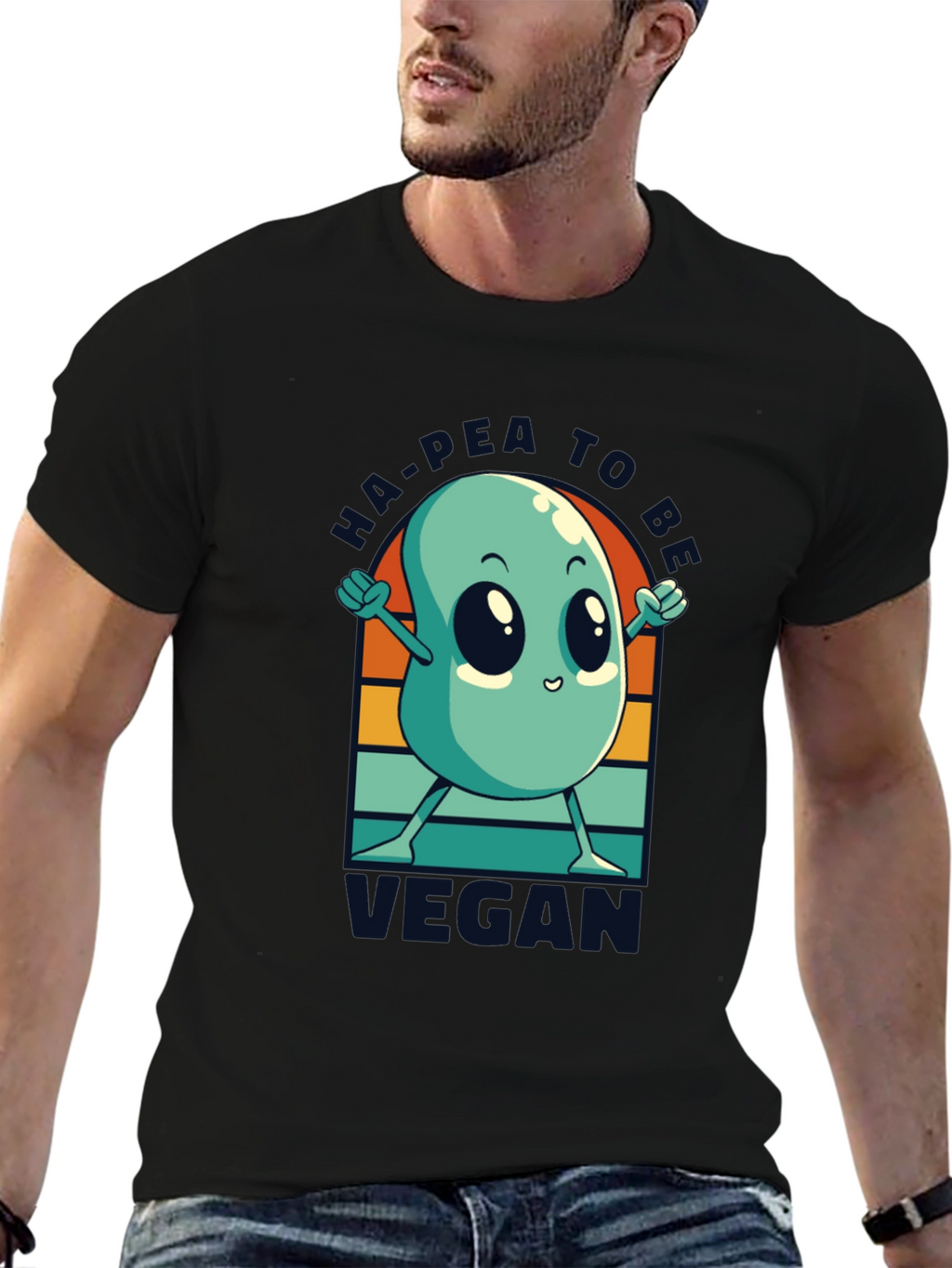 Ha-Pea to be Vegan T-Shirt -  Black