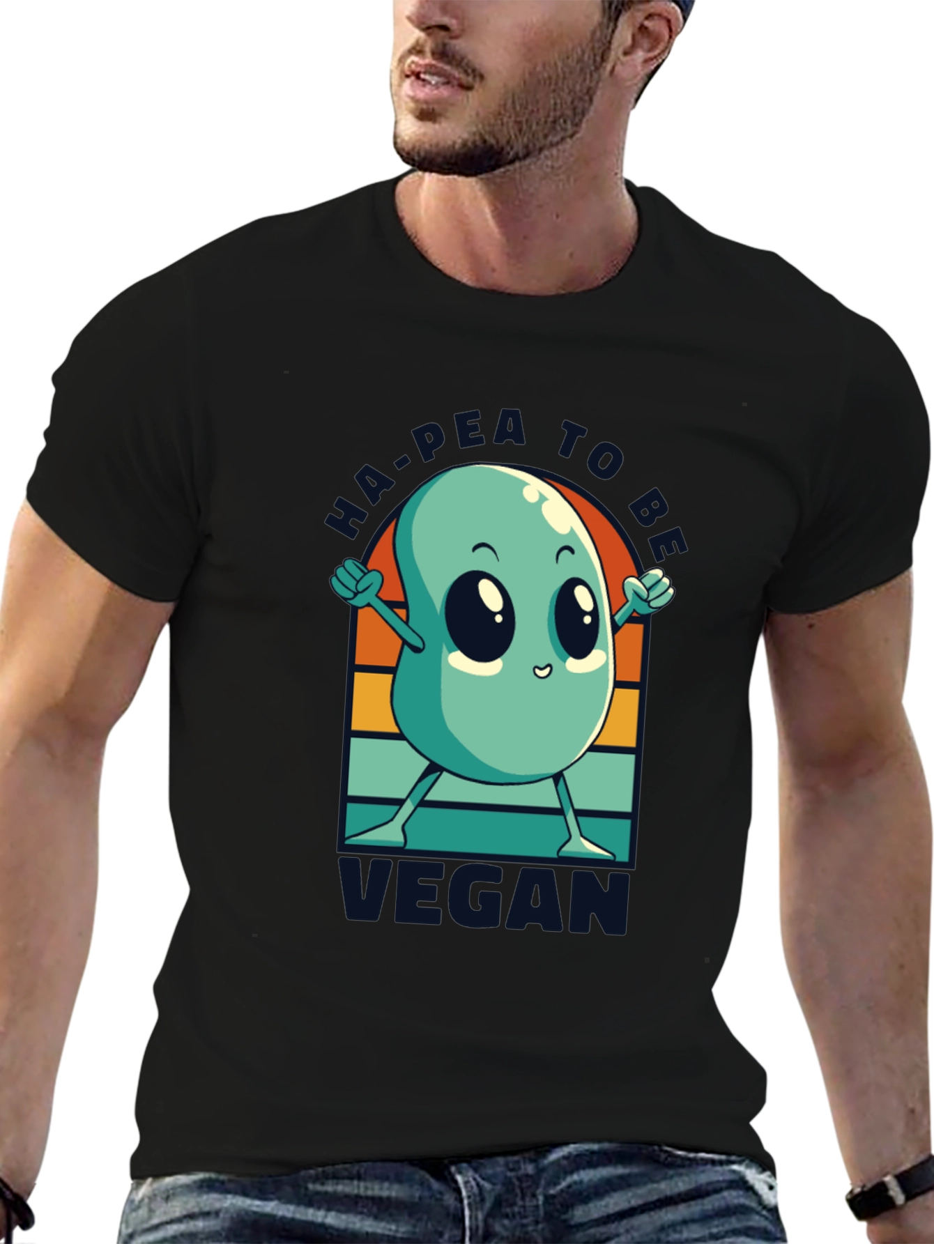 Ha-Pea to be Vegan T-Shirt -  Black