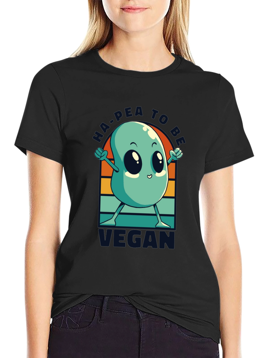 Ha-Pea to be Vegan T-Shirt -  Black