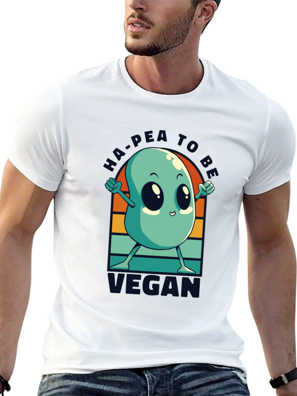 Ha-Pea to be Vegan T-Shirt -  Black