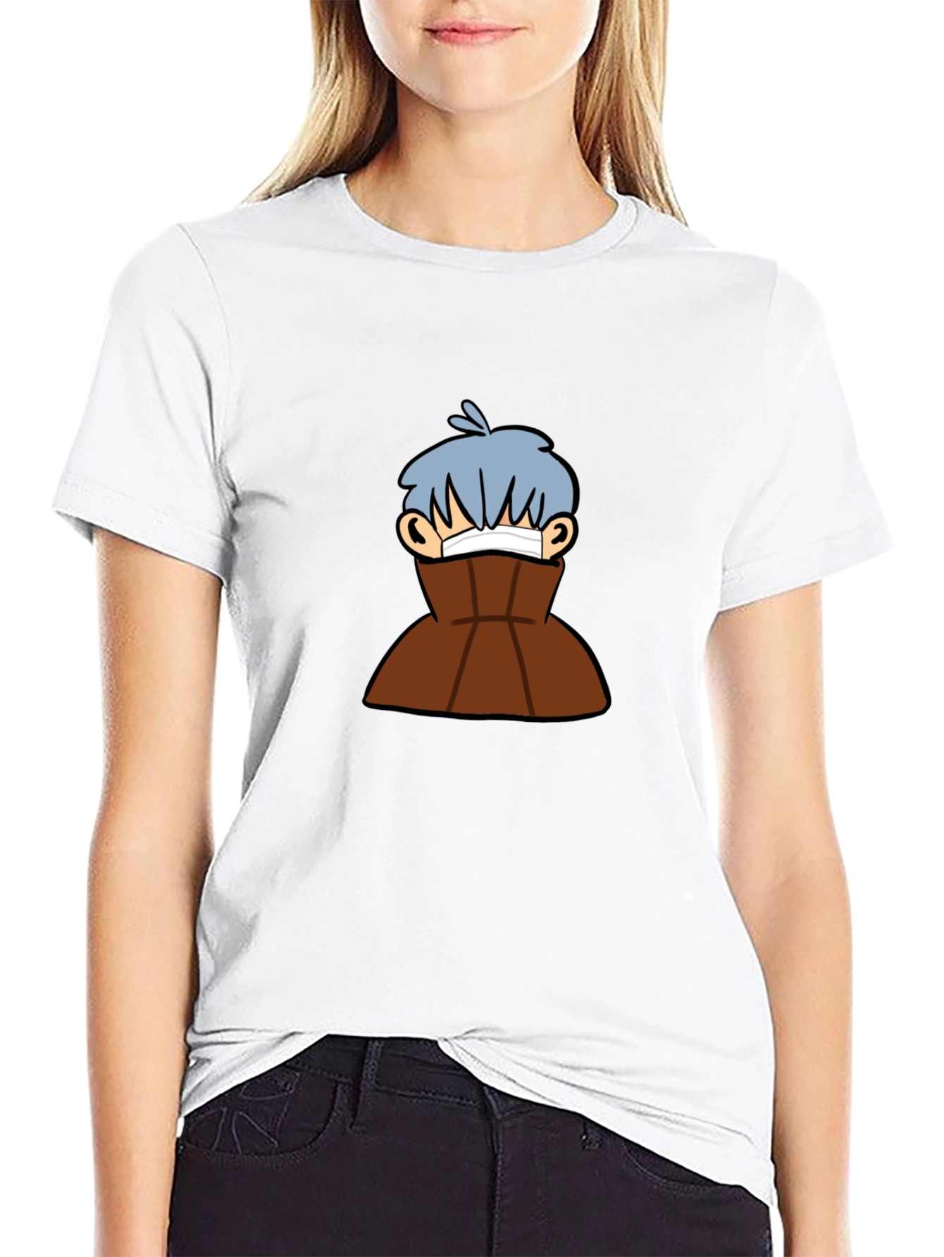 Black Graphic Tee - Cartoon Character