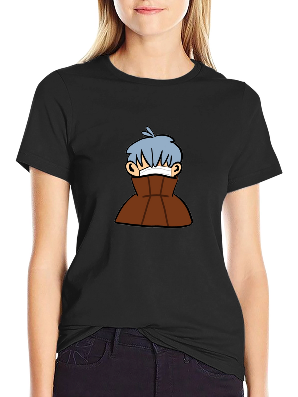 Black Graphic Tee - Cartoon Character