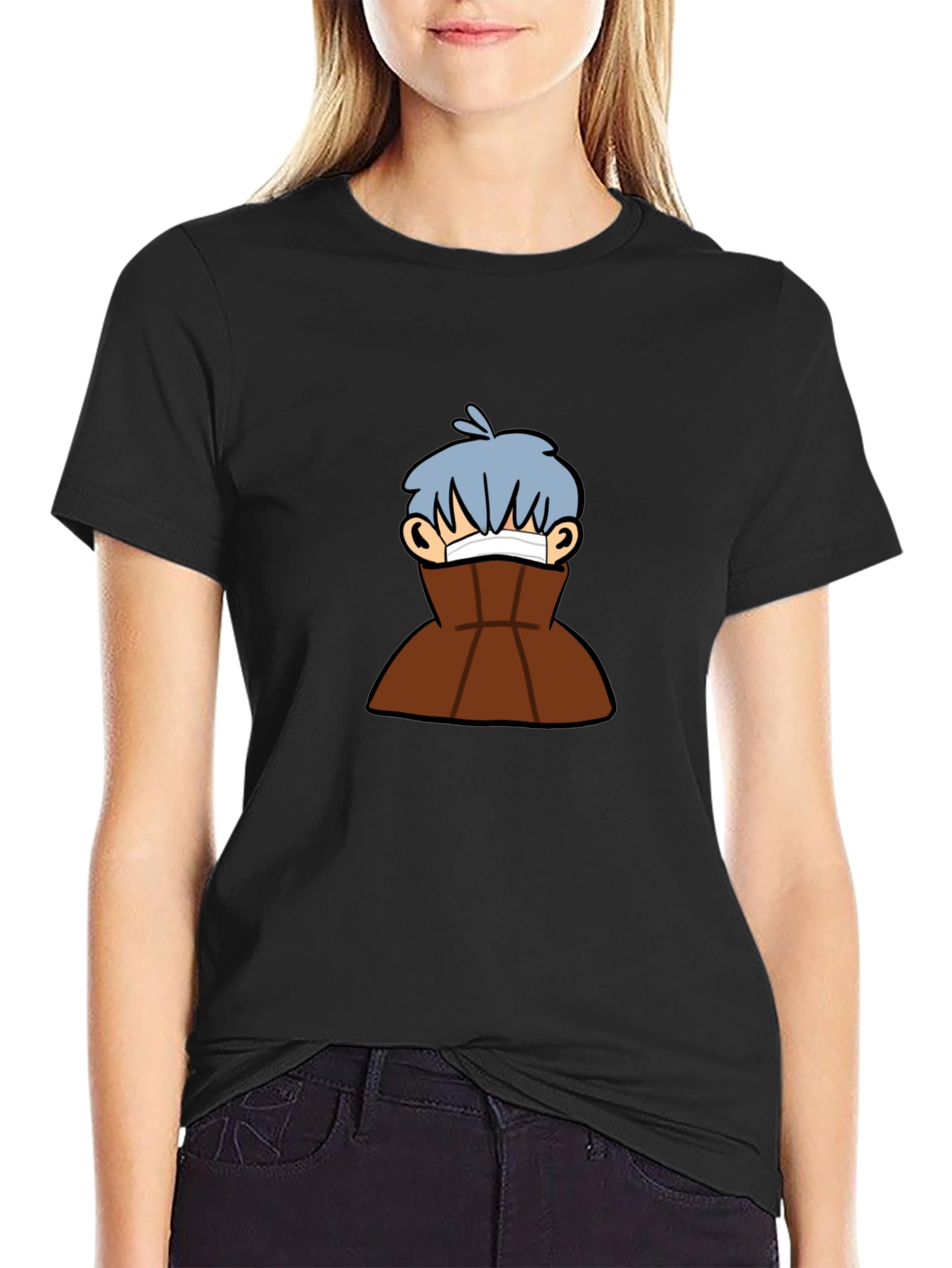 Black Graphic Tee - Cartoon Character