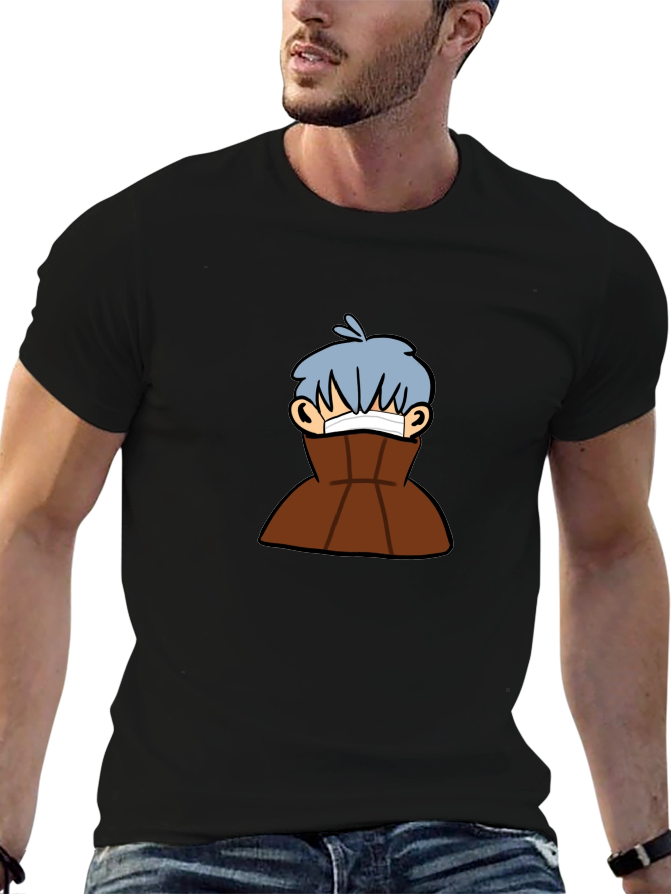 Black Graphic Tee - Cartoon Character