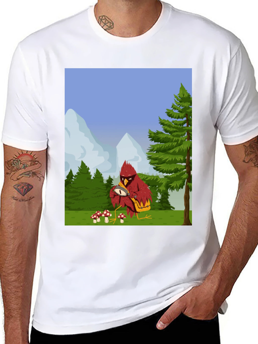 Cartoon Bird Graphic T-Shirt