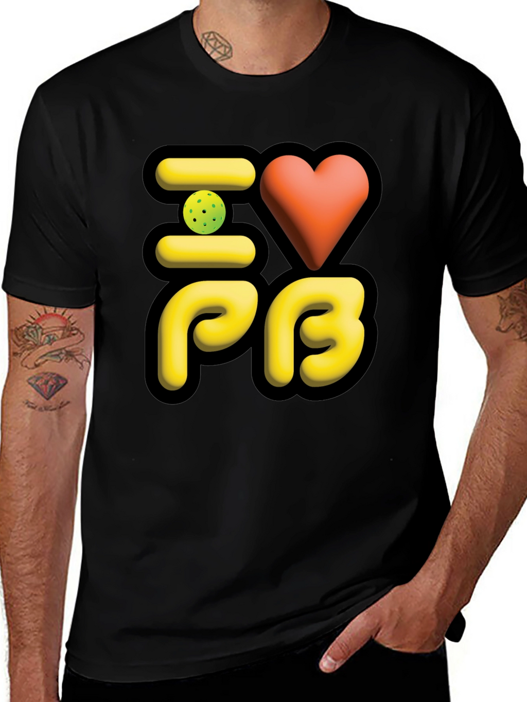 I Love PB Pickleball T-Shirt Black