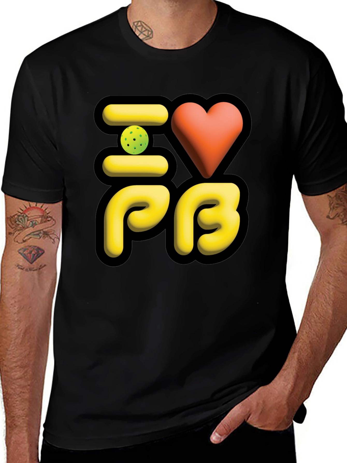 I Love PB Pickleball T-Shirt Black