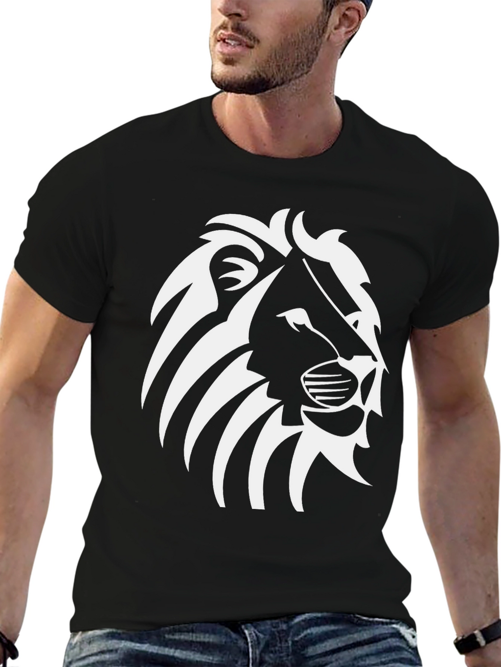 Lion Graphic Black T-Shirt - Bold Style