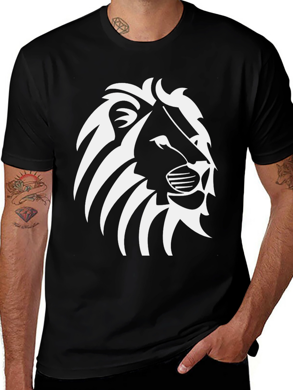 Lion Graphic Black T-Shirt - Bold Style