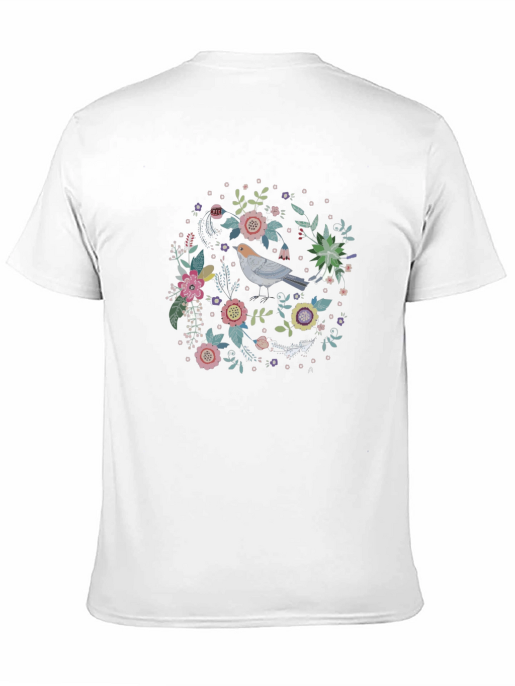 Floral Bird Graphic Tee - Black