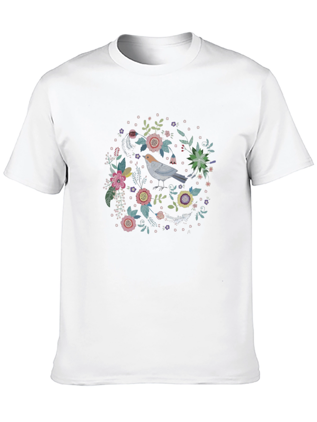 Floral Bird Graphic Tee - Black