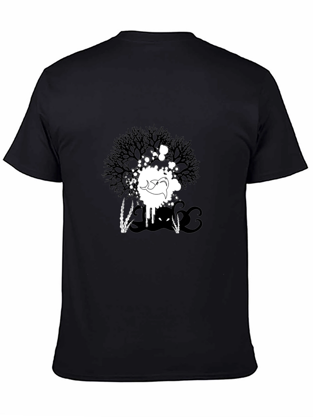 Abstract Graphic Print Tee - Black Casual T-Shirt