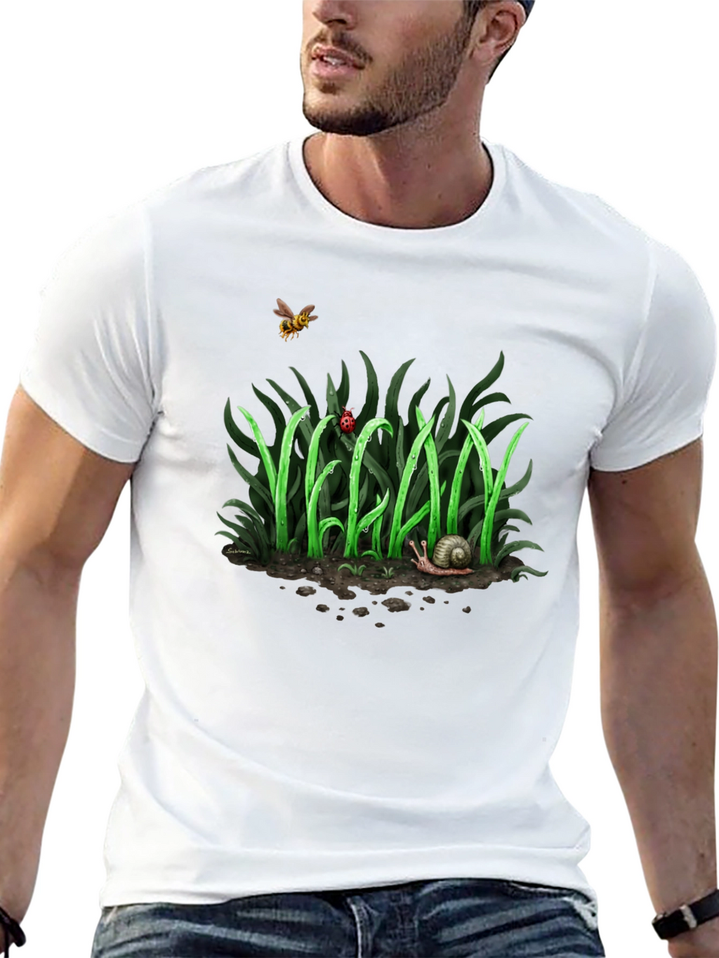 Vegan Nature Graphic T-Shirt - Black Crew Neck Tee