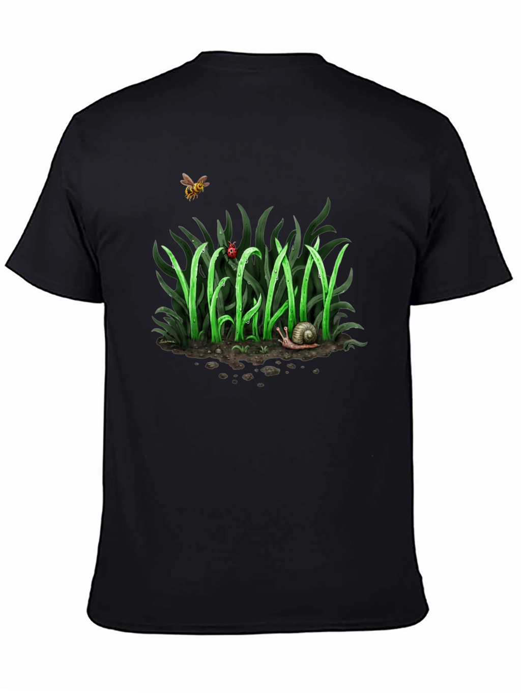 Vegan Nature Graphic T-Shirt - Black Crew Neck Tee