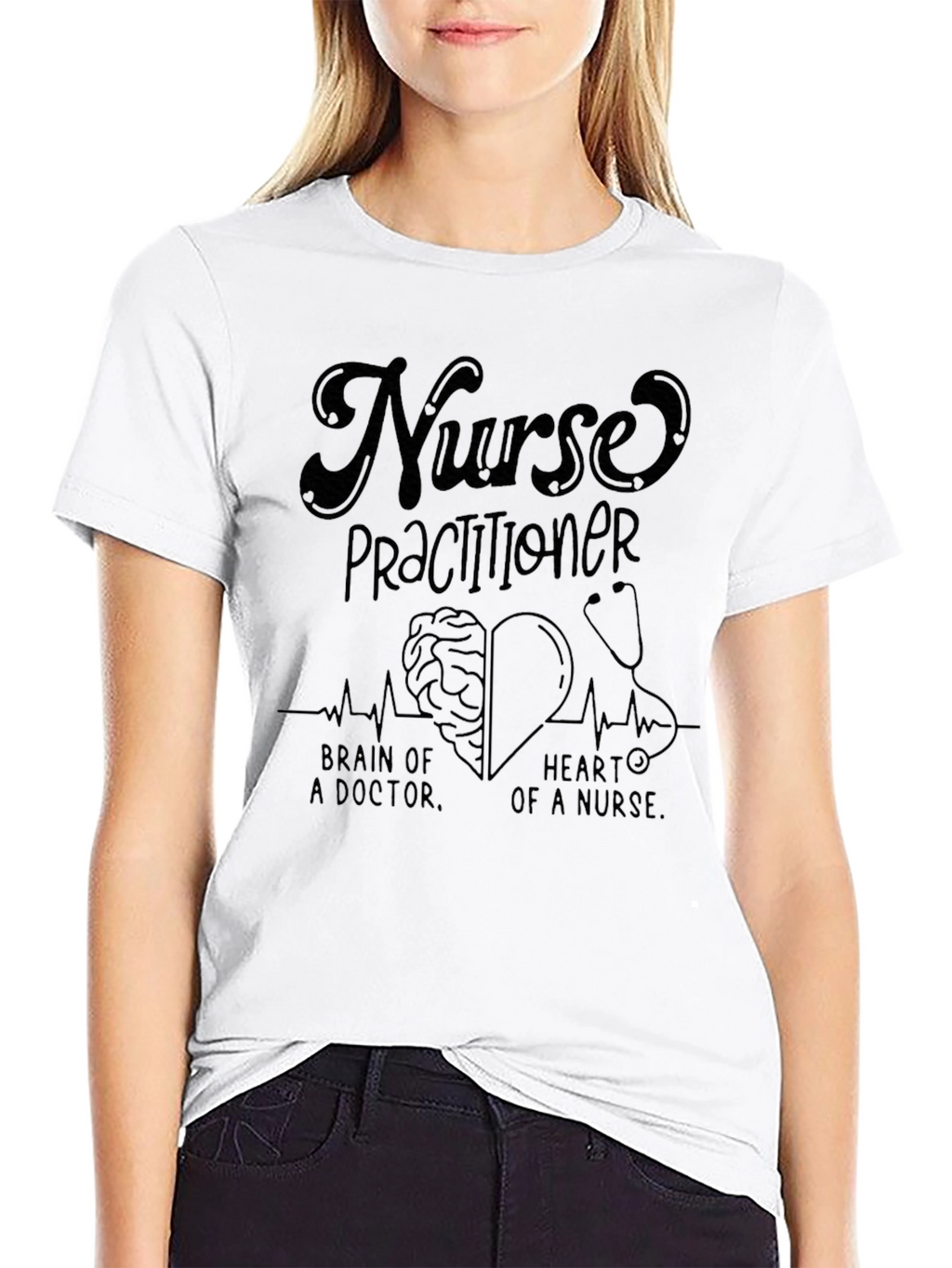 Nurse Practitioner T-Shirt - Brain & Heart Design