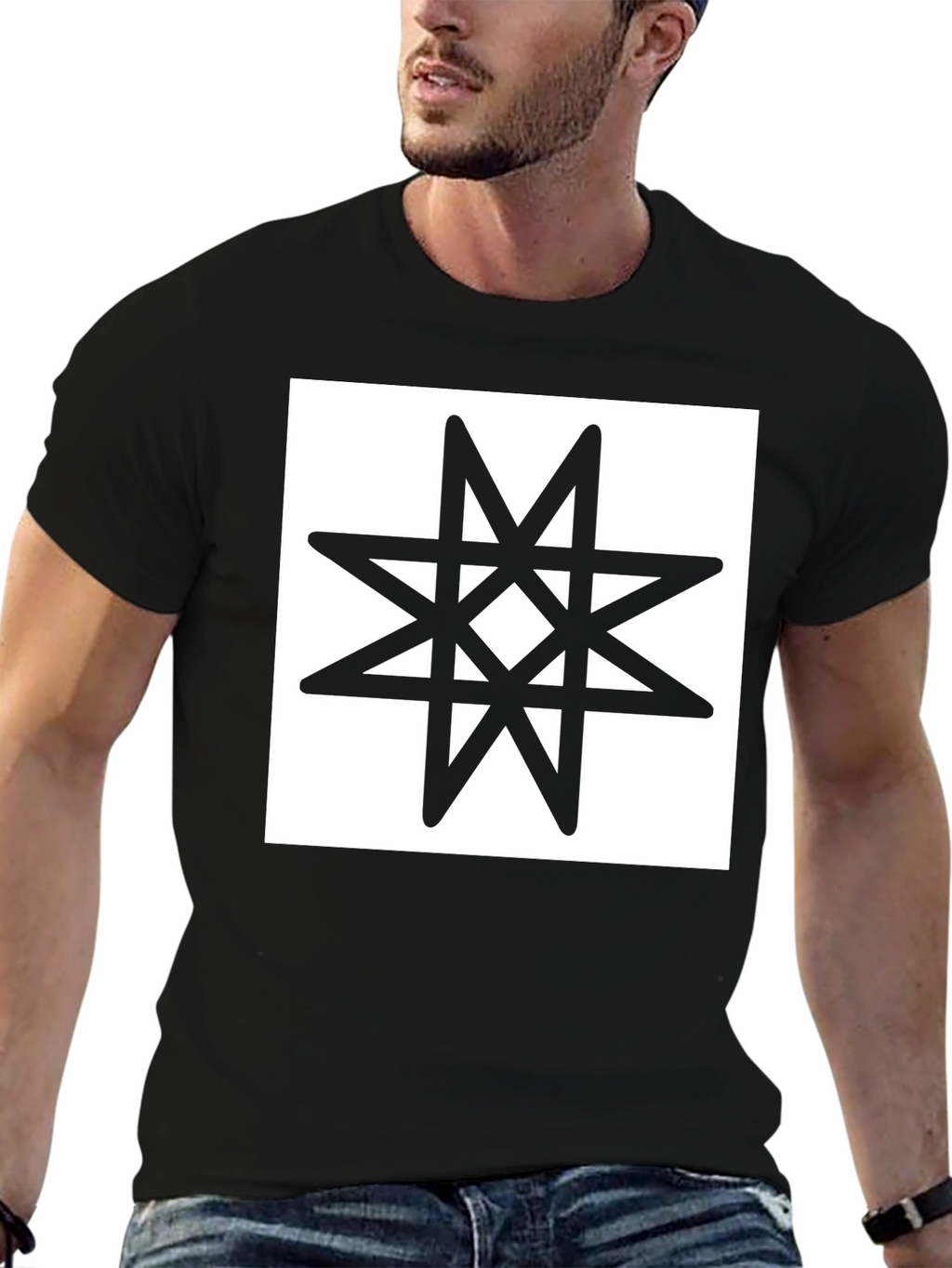 Black T-Shirt with Star of Lada Graphic Tee