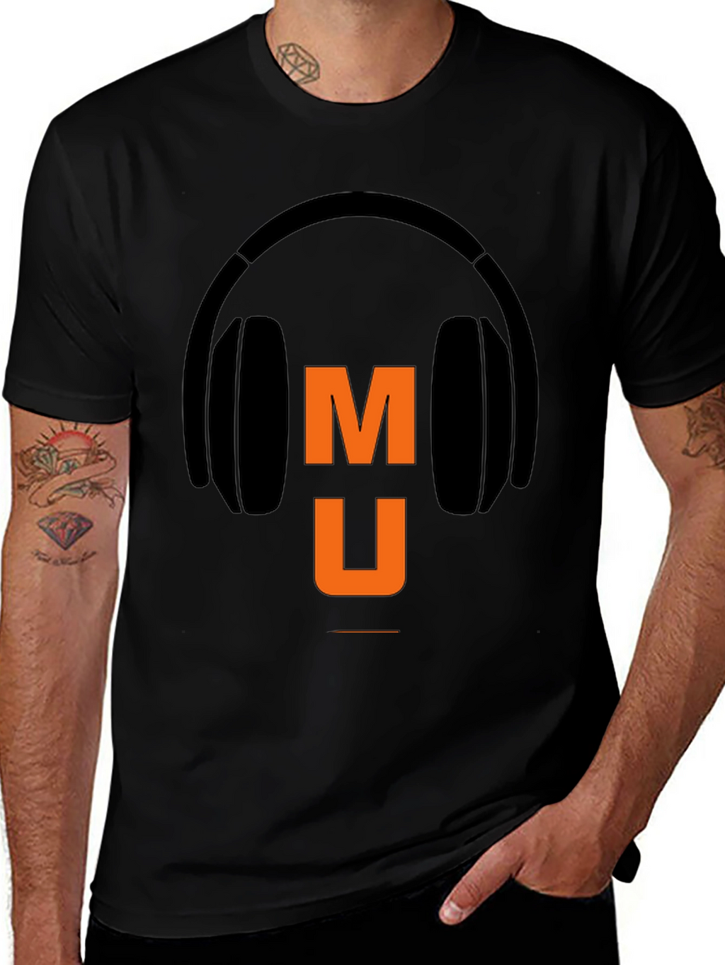 Music Headphone Graphic Tee - Black Casual T-Shirt