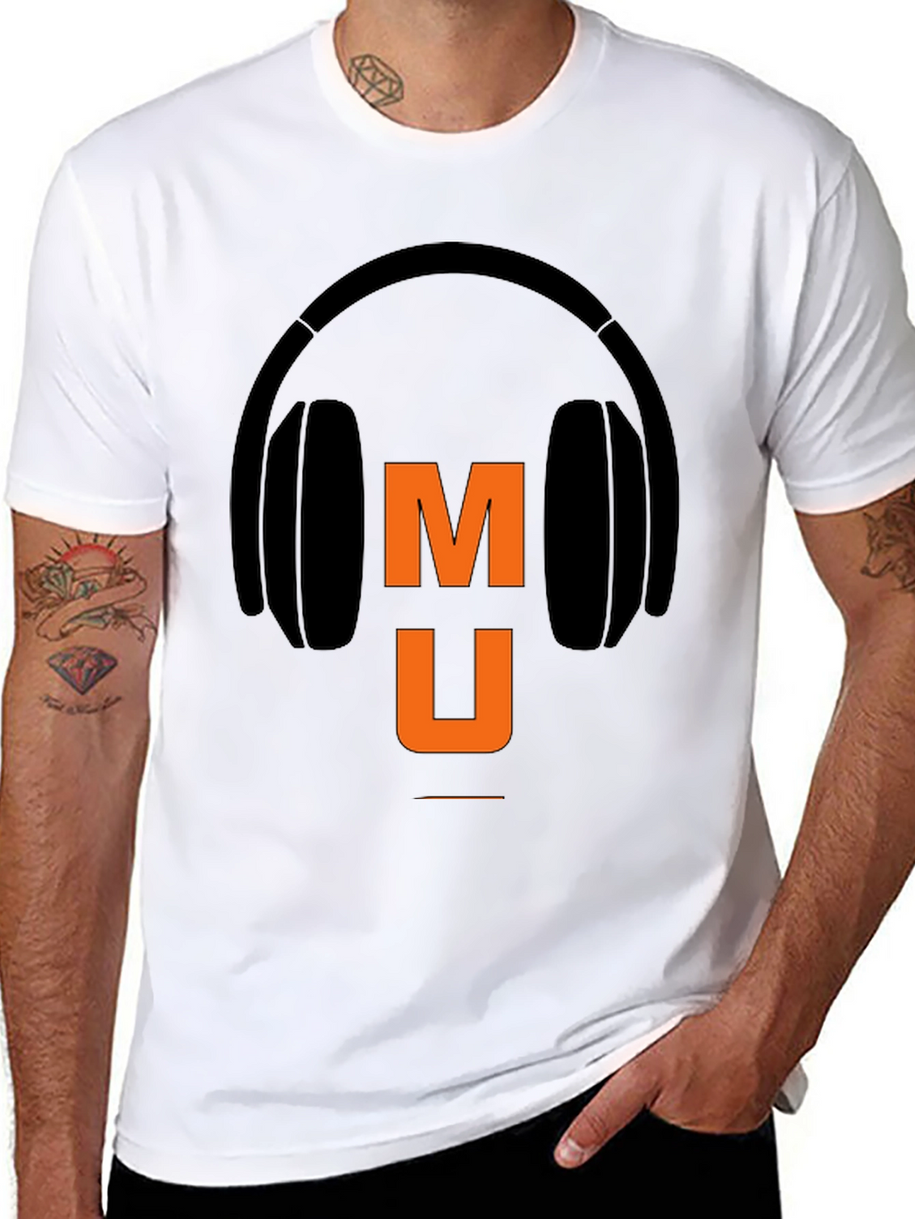 Music Headphone Graphic Tee - Black Casual T-Shirt