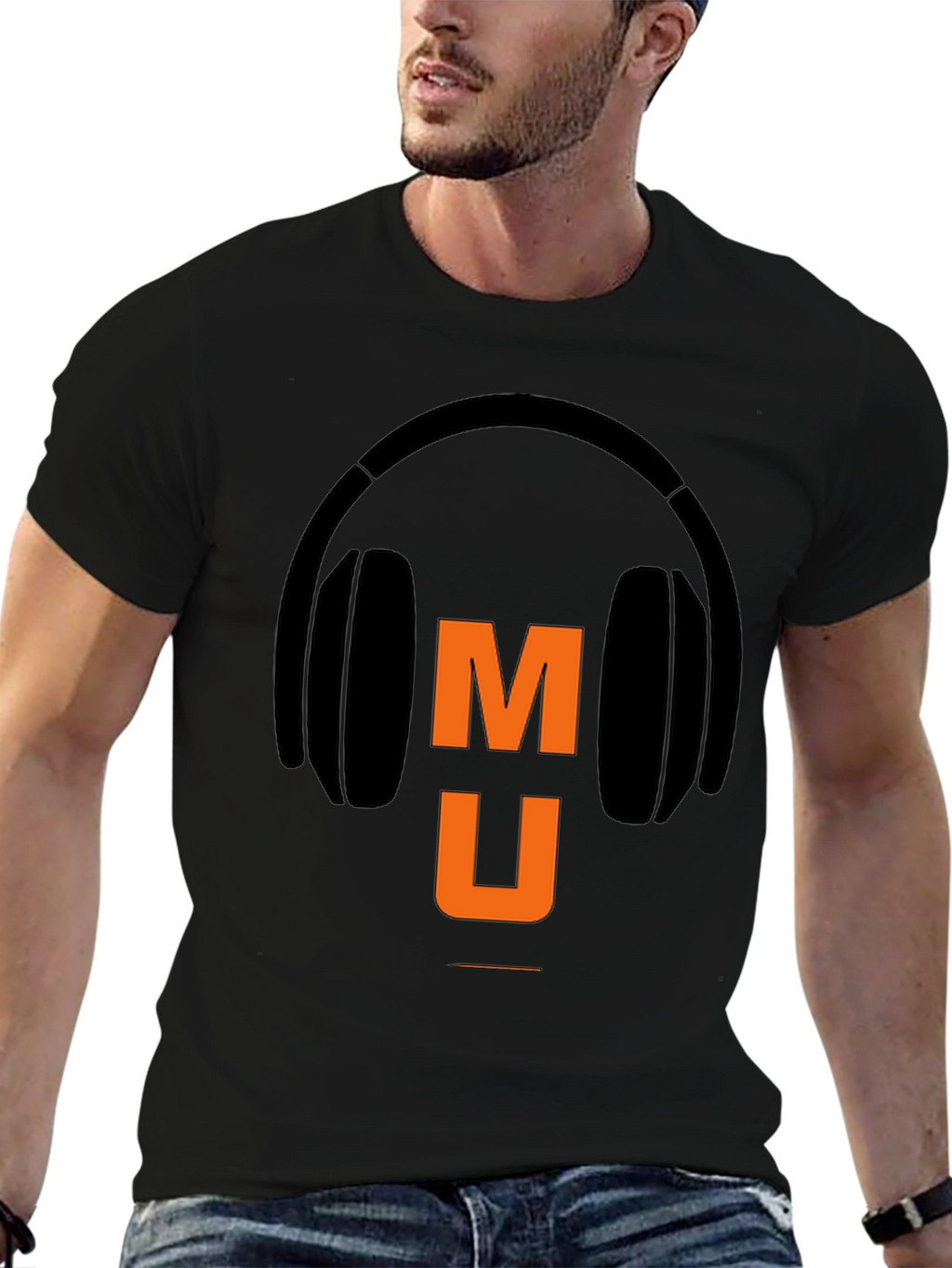Music Headphone Graphic Tee - Black Casual T-Shirt