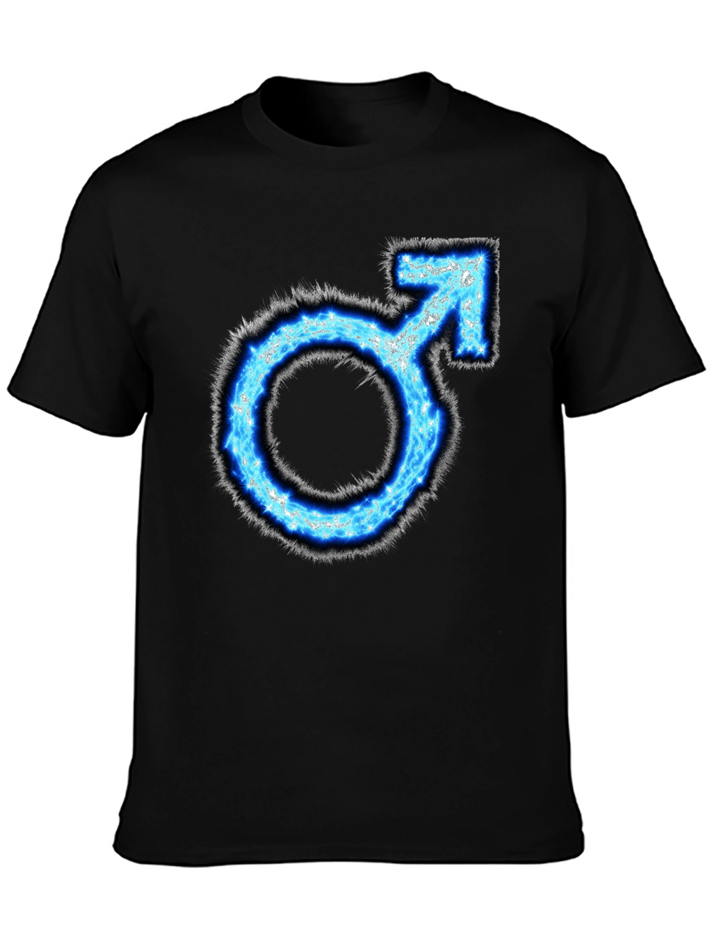 Mens Black T-shirt with Blue Male Symbol